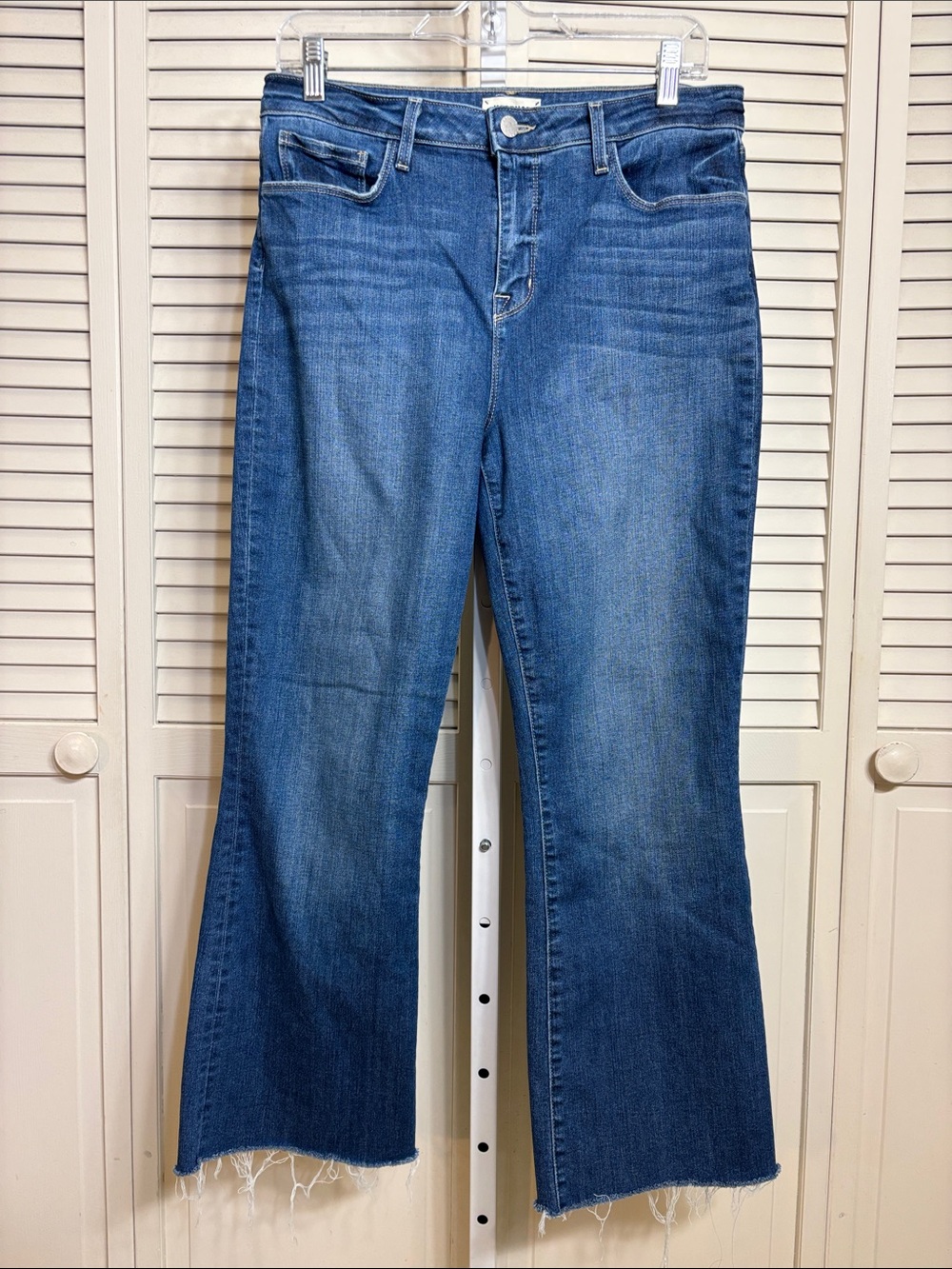 L'AGENCE Women's Blue Flare Jeans with Raw Hem Size 30